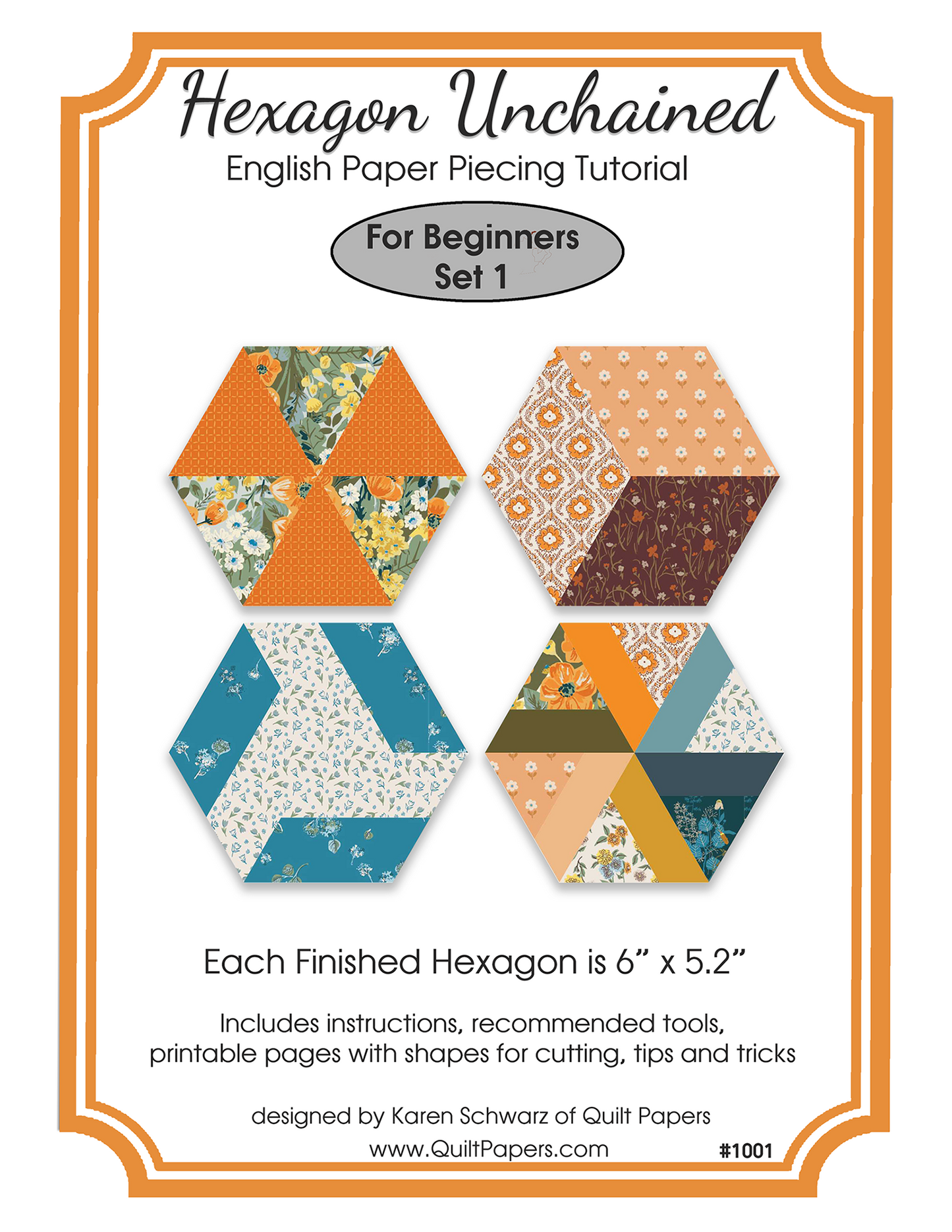 HEXAGON UNCHAINED EPP English Paper Piecing Pieced Hexagon Tutorial for Beginners Set 1