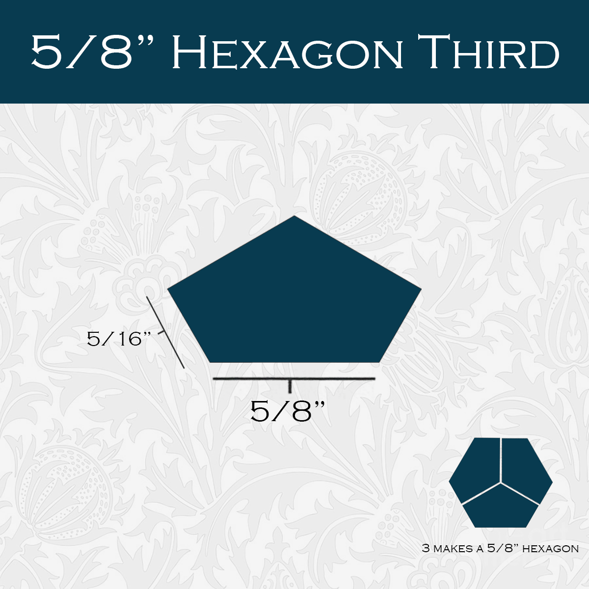 5/8-in Hexagon Thirds Paper Pieces for EPP