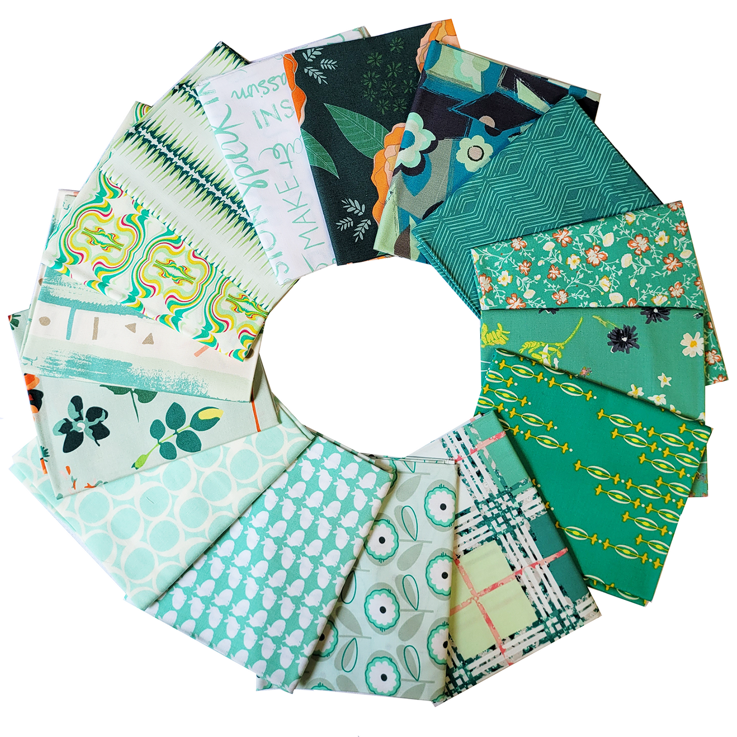 Art Gallery Fabrics Curated Collection 15 Fat Quarters in Greens
