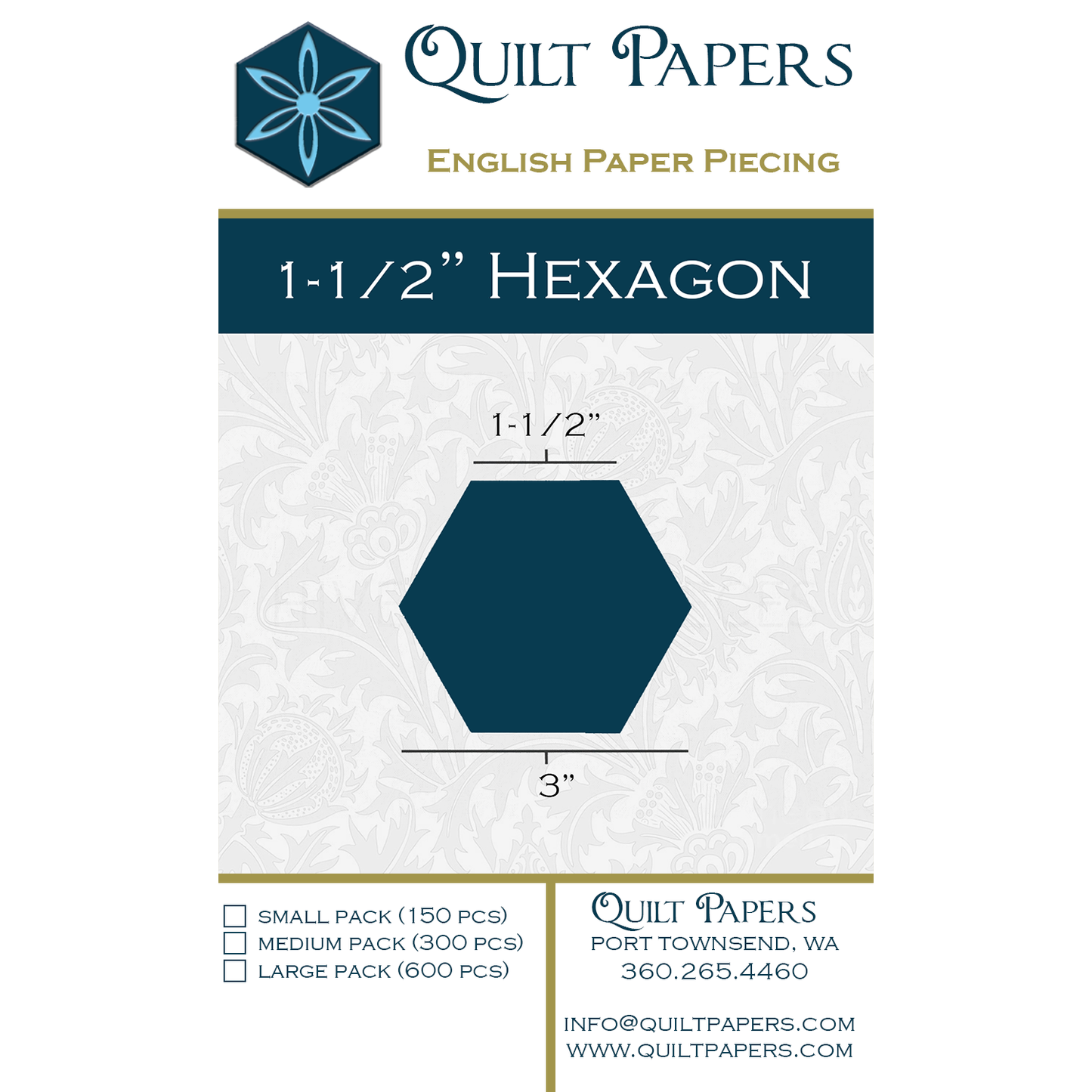1 1/2-in Hexagon Paper Pieces for EPP