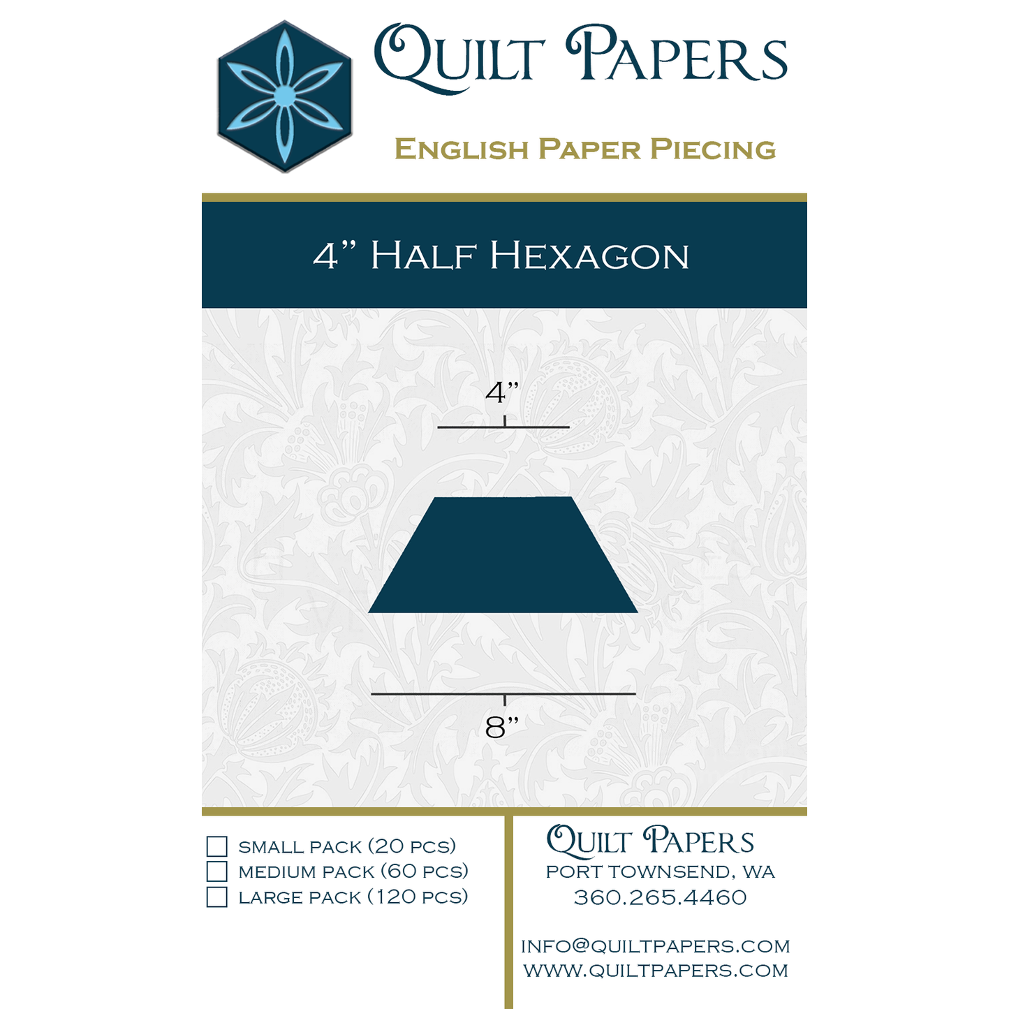 4-in Half Hexagon Paper Pieces for EPP