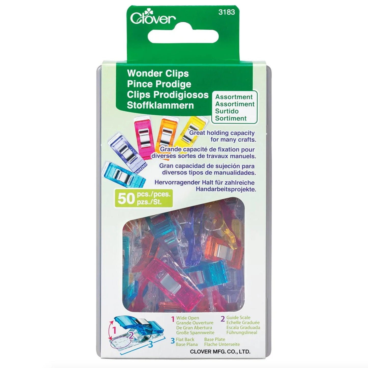 Clover Wonder Clips Assorted Colors 50ct