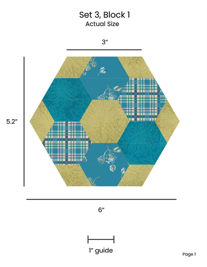 HEXAGON UNCHAINED EPP English Paper Piecing Pieced Hexagon Tutorial for Beginners Set 3