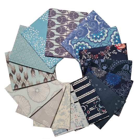 Art Gallery Fabrics Curated Collection 15 Fat Quarters in Blues