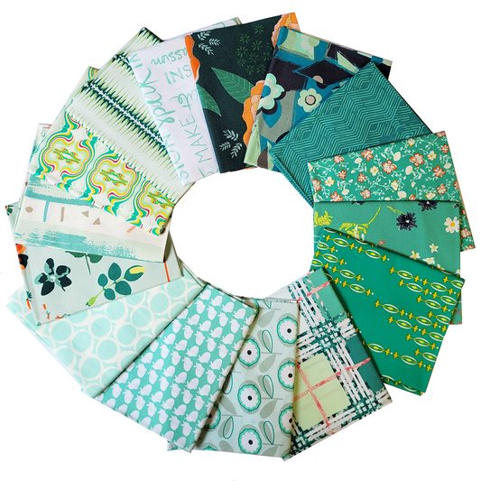 Art Gallery Fabrics Curated Collection 15 Fat Quarters in Greens