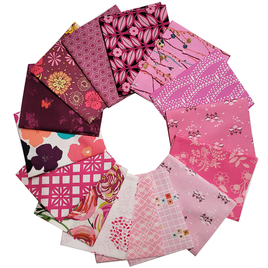 Art Gallery Fabrics Curated Collection 15 Fat Quarters in Pinks